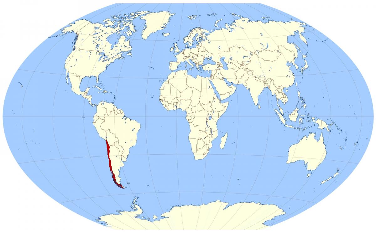 maailma kaart, mis näitab Tšiili