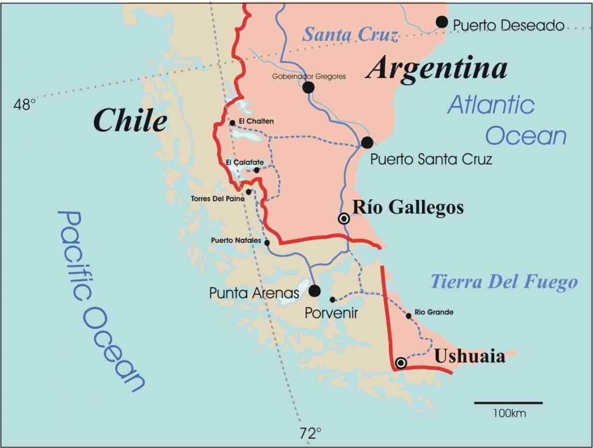 Kaart Tšiili patagonia