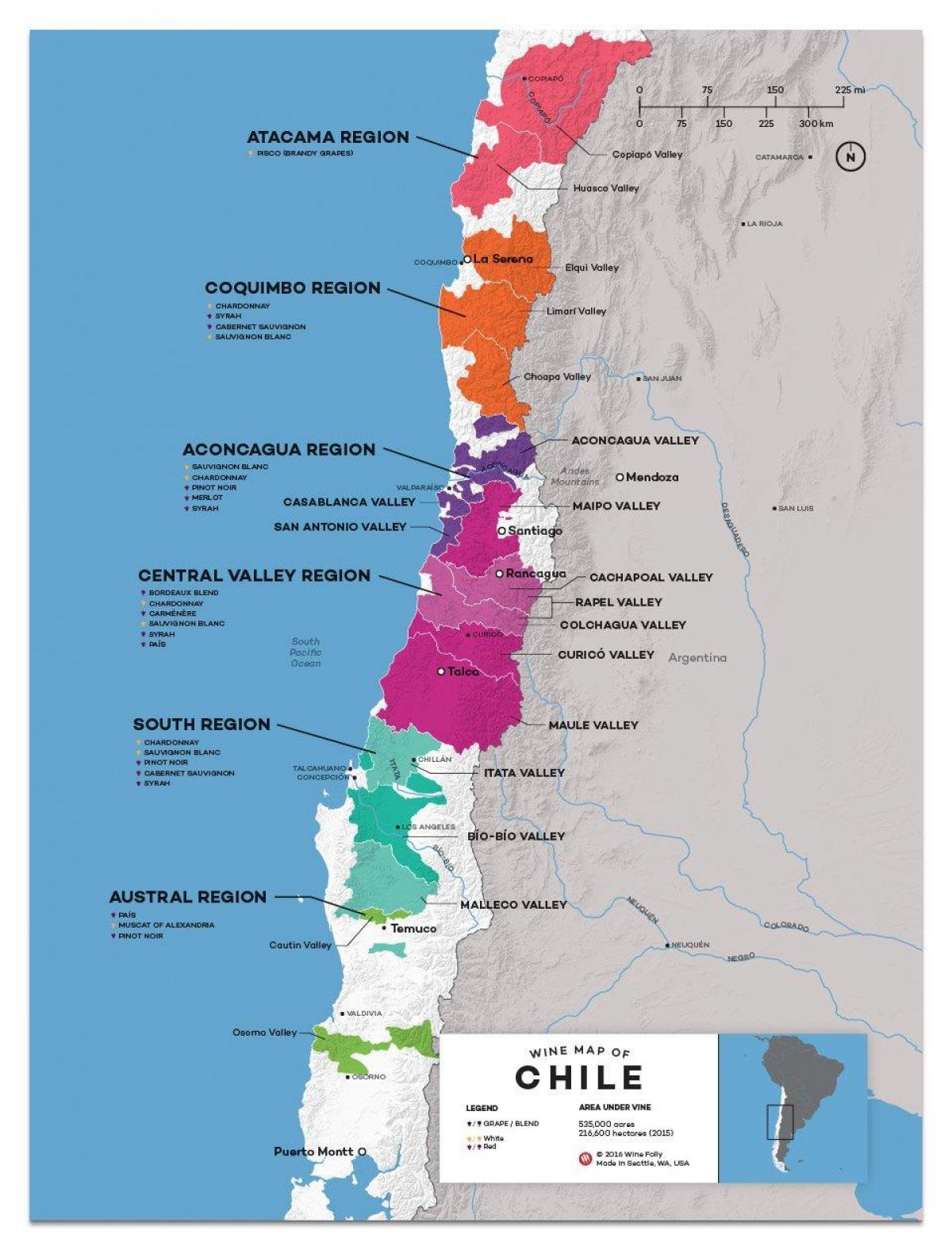 Tšiili vein riigi kaart