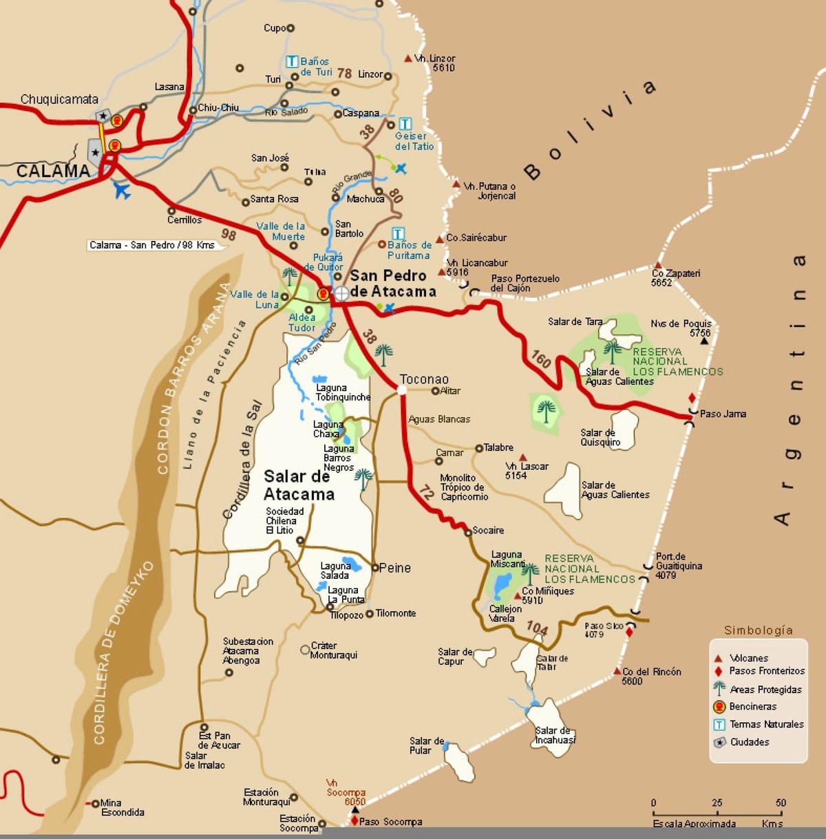 atacama kõrb, Tšiili kaart