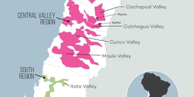 Kaart central valley, Tšiili