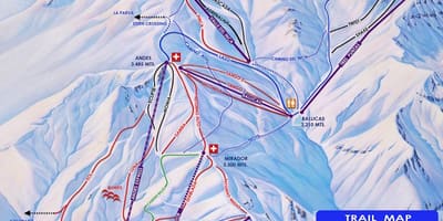Kaart Tšiili suusakuurortides
